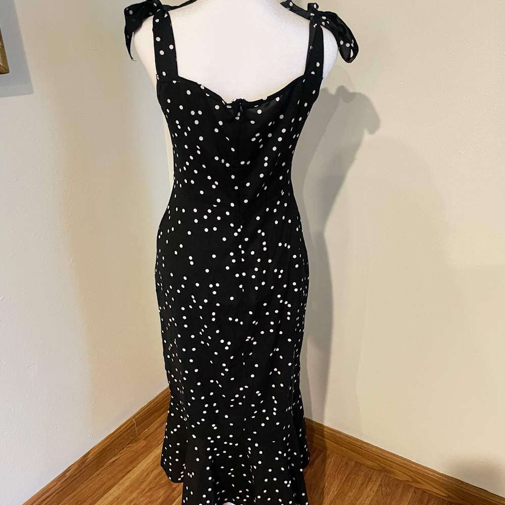 3/$15!! SHEIN Black and White Polka Dot Midi Dress - Picture 3 of 5